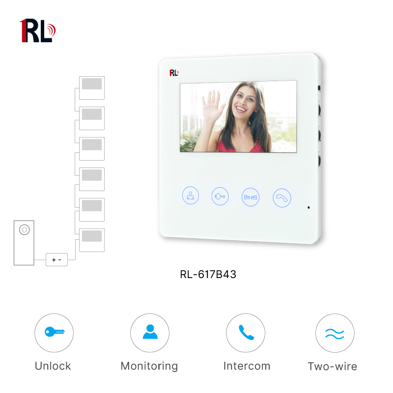 Two-wire building video intercom system indoor monitor 4.3