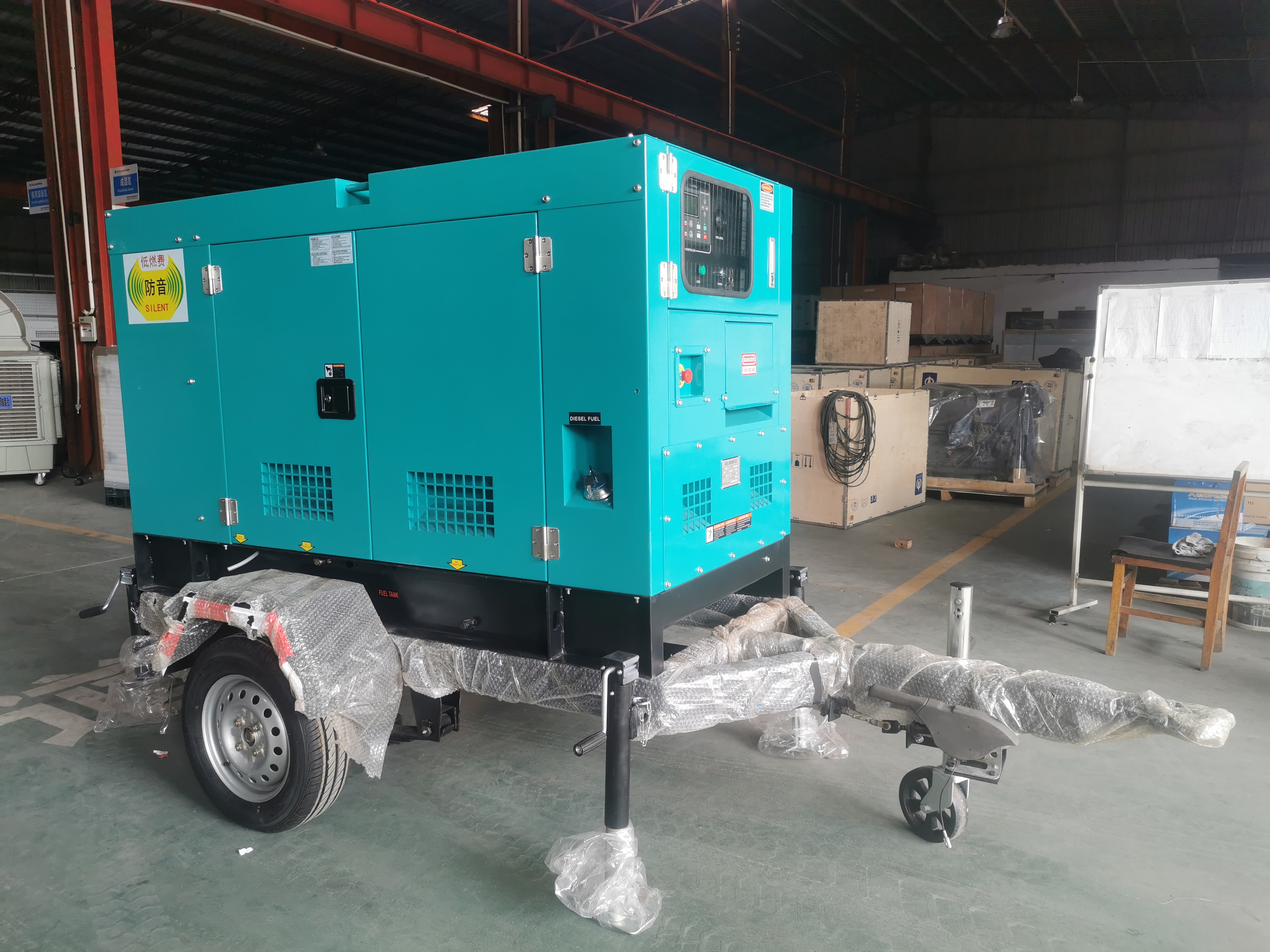 Four-stroke silent type genset with trailer