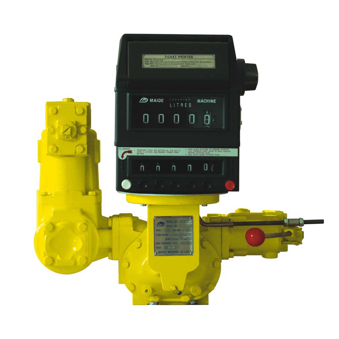 Preset flow meter with printer