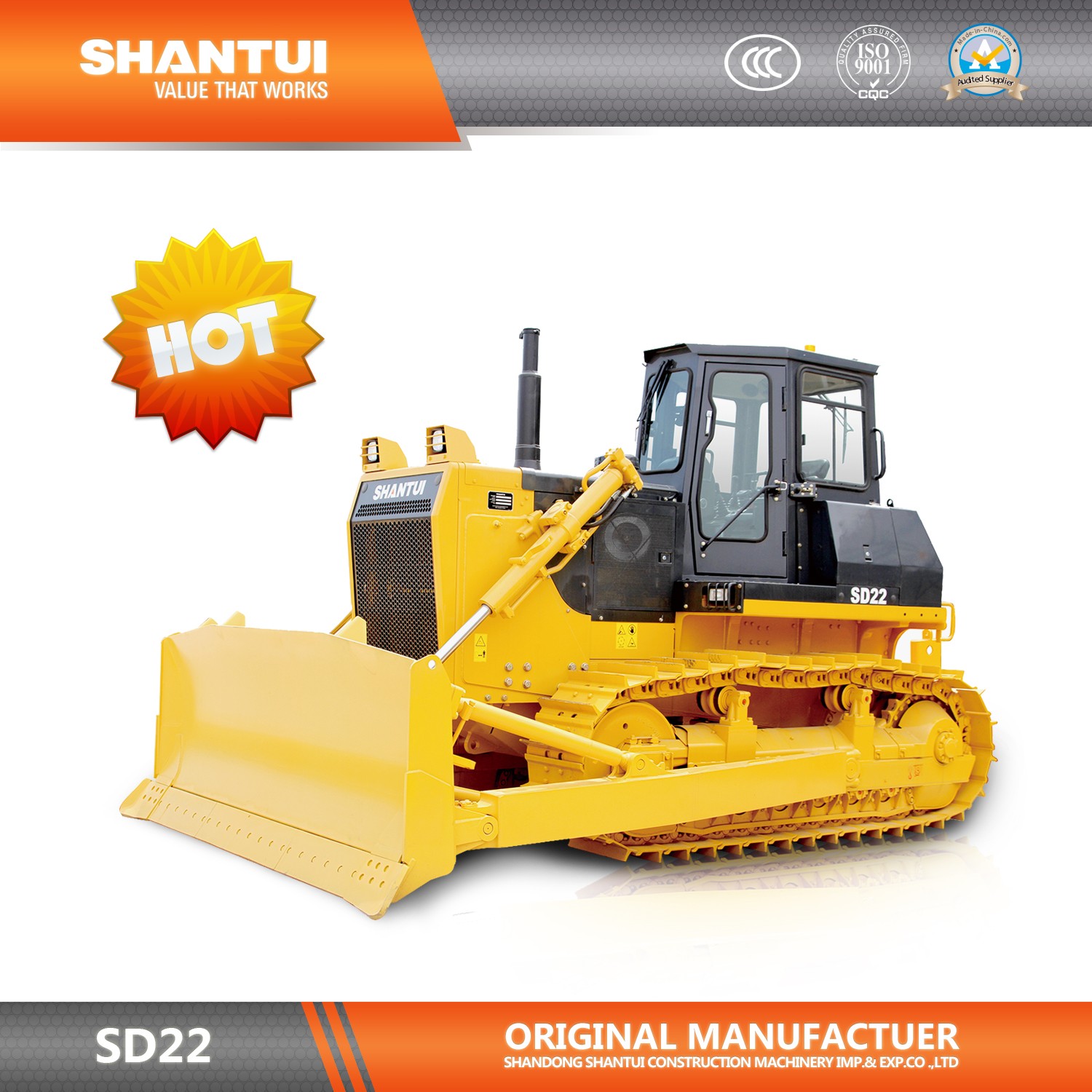 Shantui 220 Horsepower Crawler Bulldozer SD22