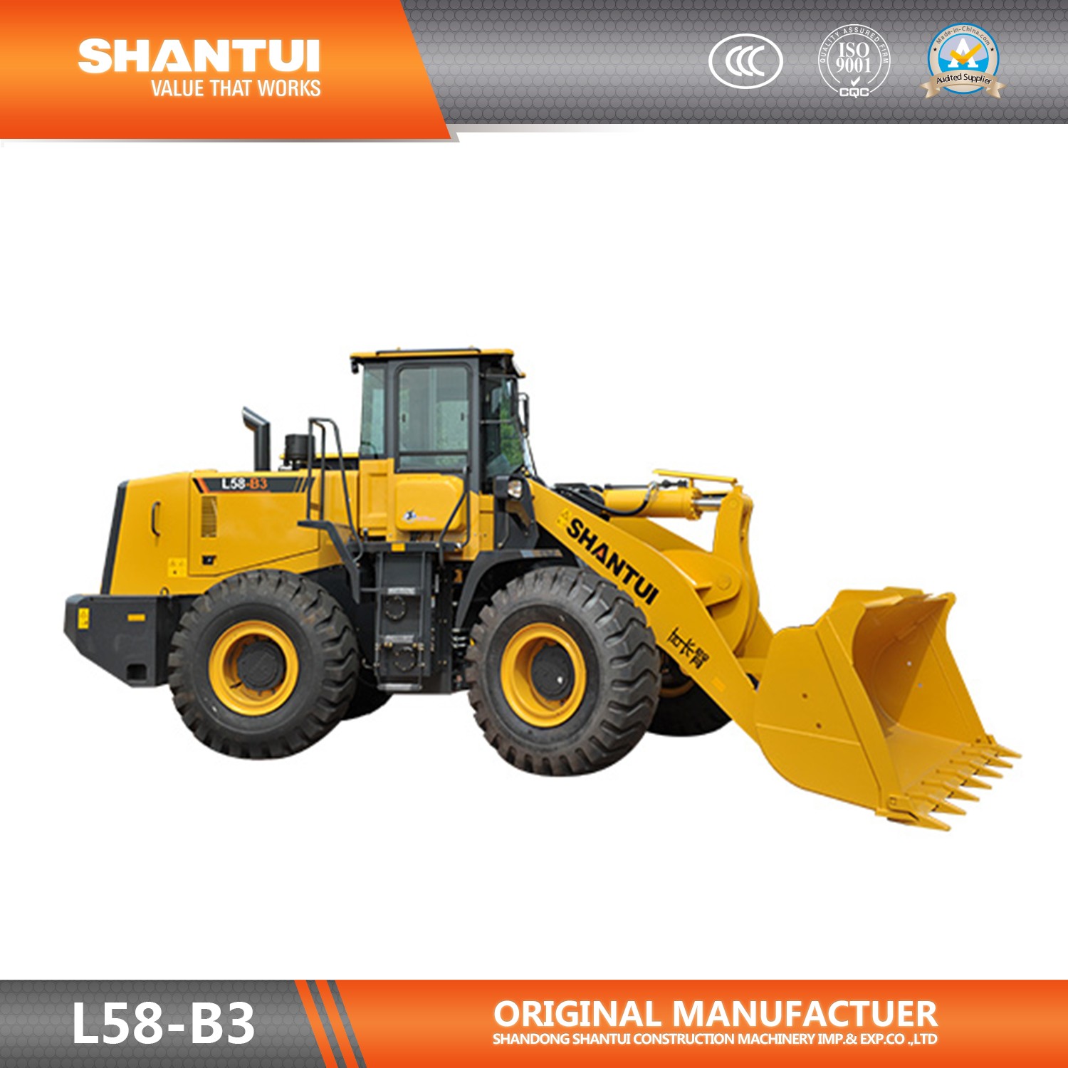 Shantui 5 Tons Hydraulic Wheel Loader L58-B3