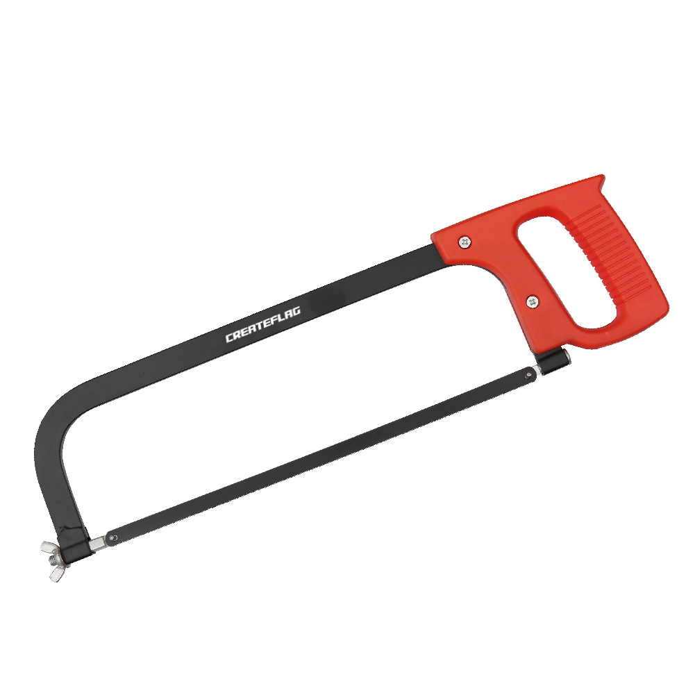 Flat steel hacksaw with plastic handle