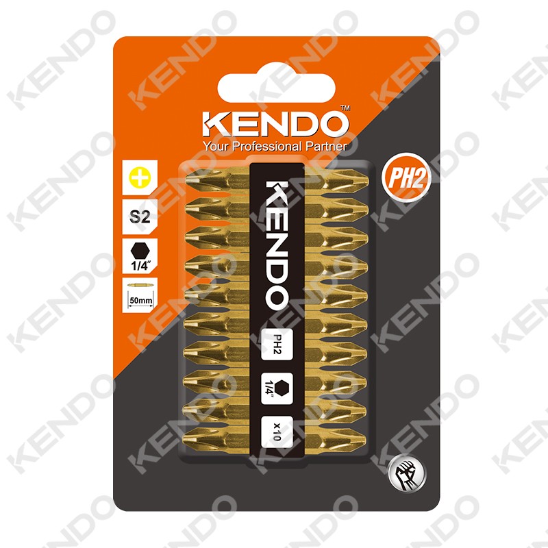 10pc Double Ended TIN Coated Screwdriver Bit Set :PH2 × 45-65mm