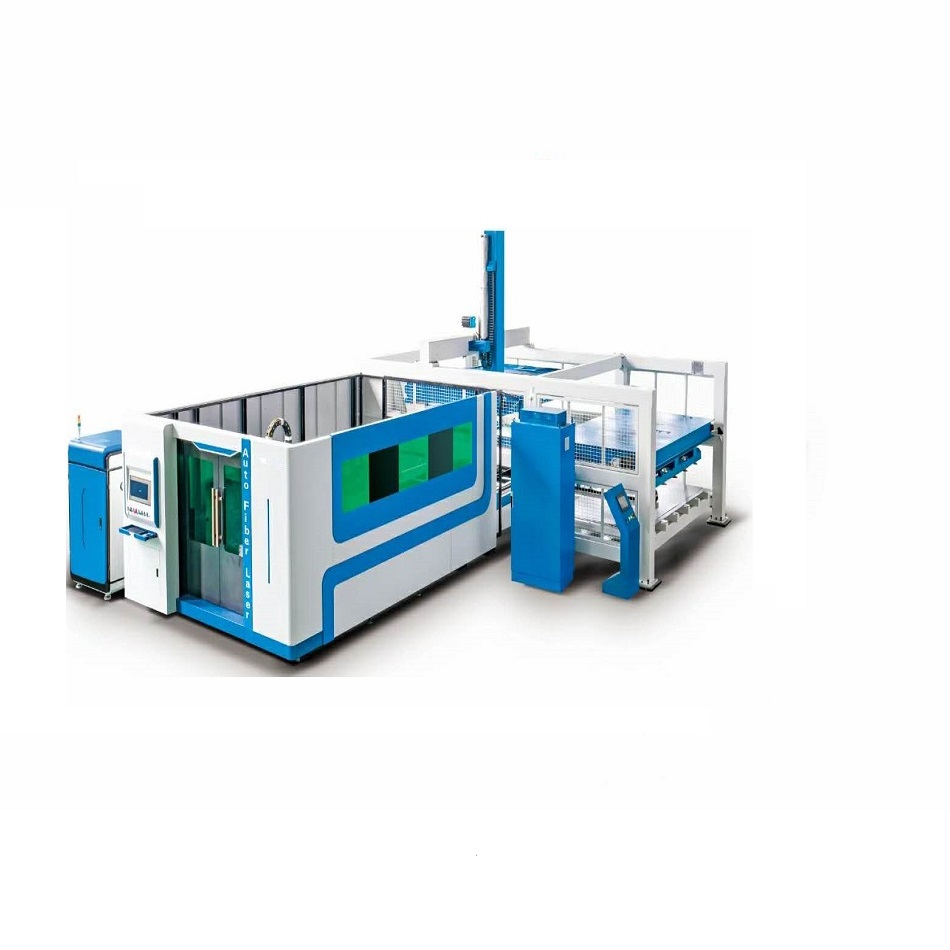 Fiber laser cutting machine with automatic loading and unloading line