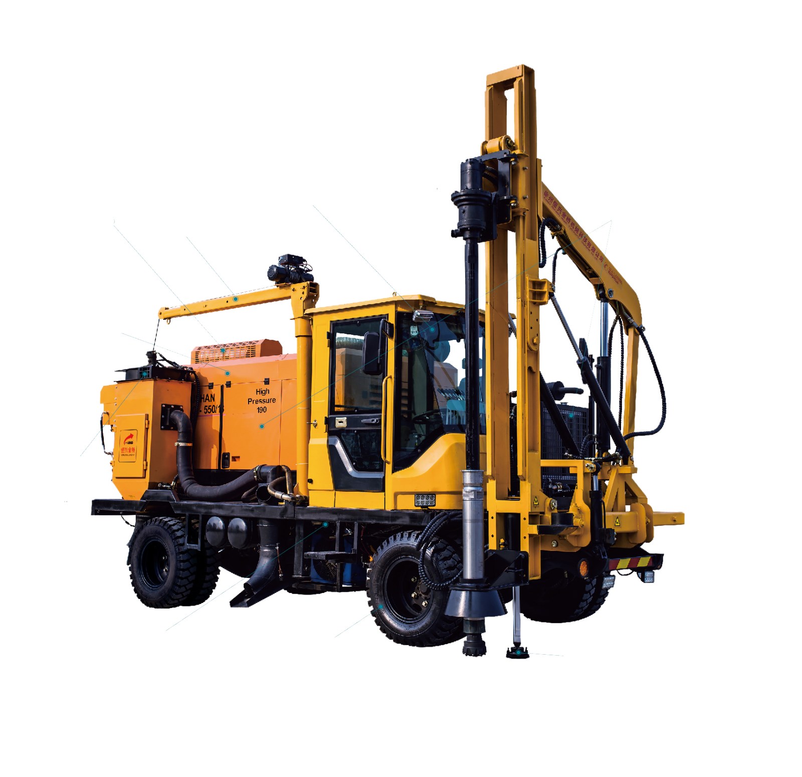 Highway Guardrail Wheel pile driver equipped with air compressor
