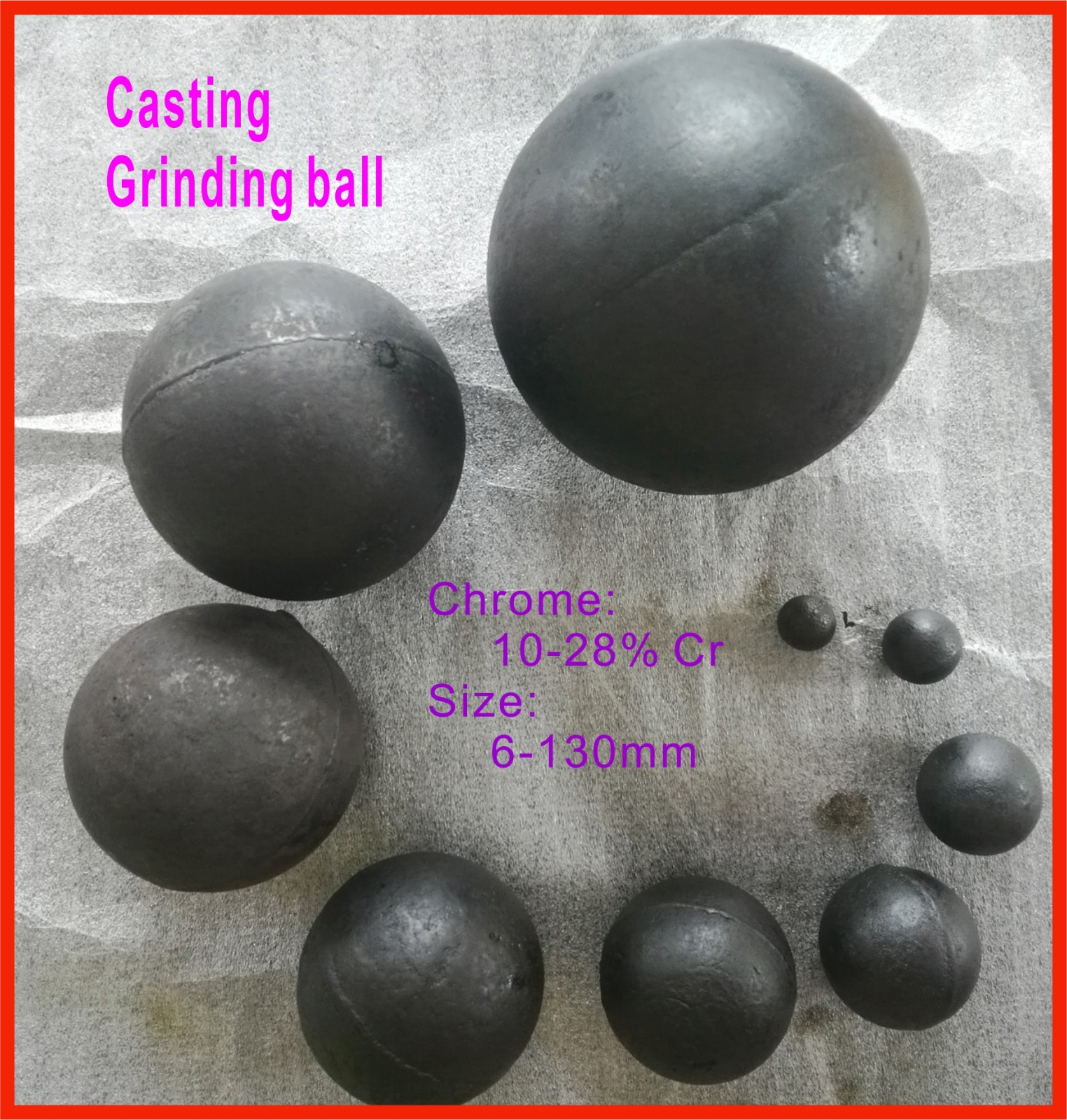 10-28% Cr High chrome casting grinding ball