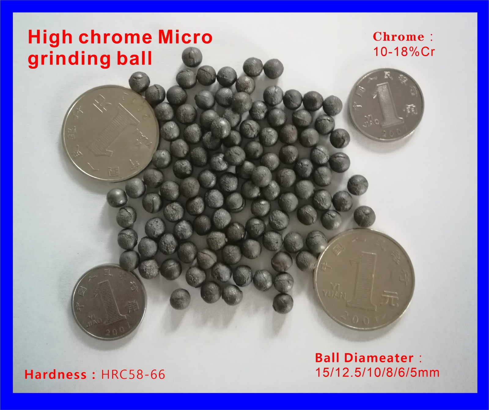 10-18%Cr high chrome casting micro grinding ball