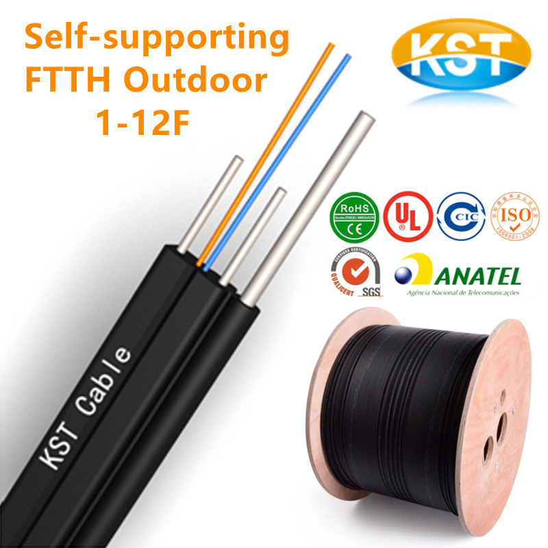 Self supporting FTTH drop cable outdoor fibra optica cabo 1 2 4 6 12core Anatel