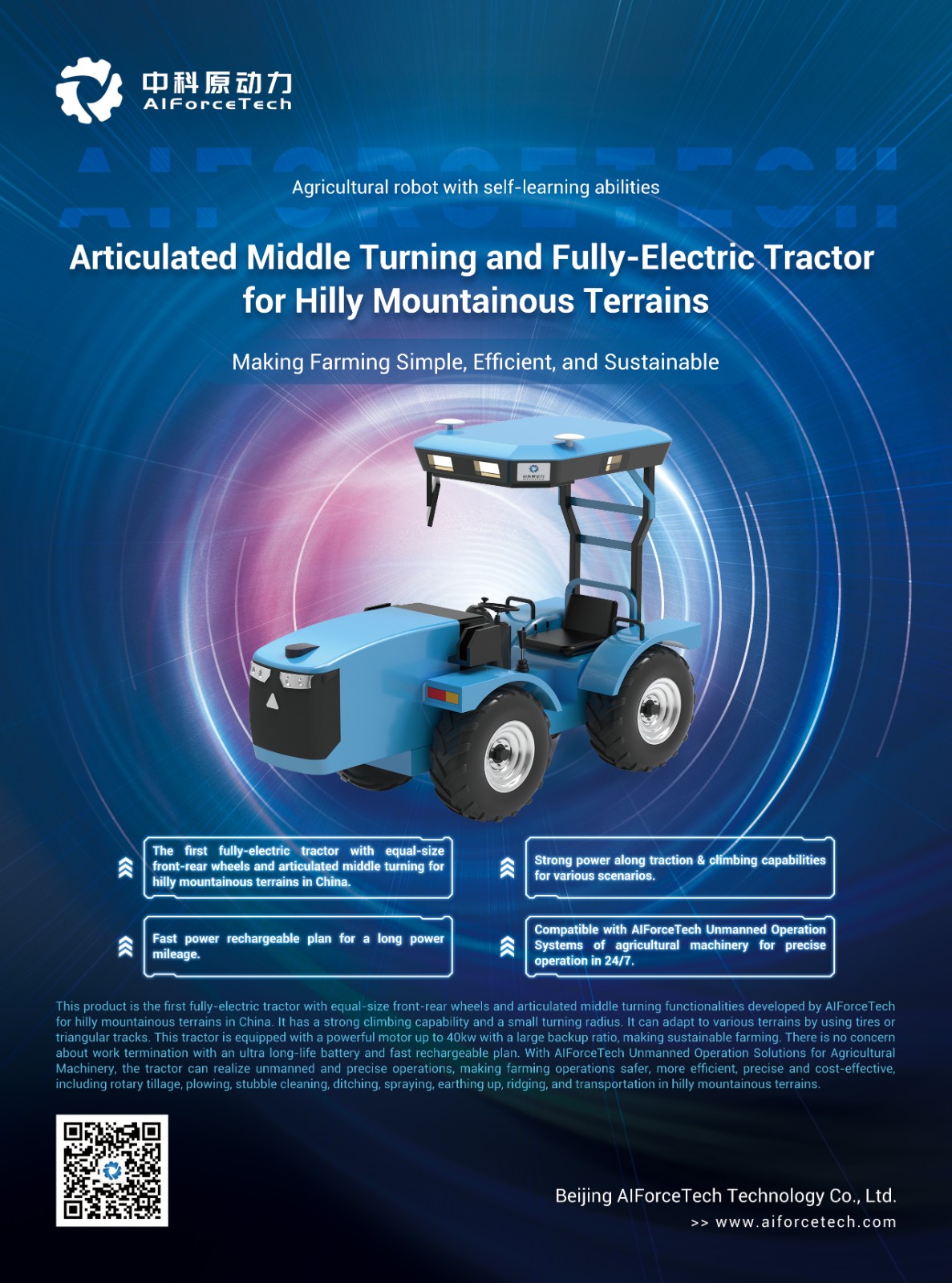 Articulated Middle Turning and Fully-Electric Tractor for Hilly Mountainous Terrains