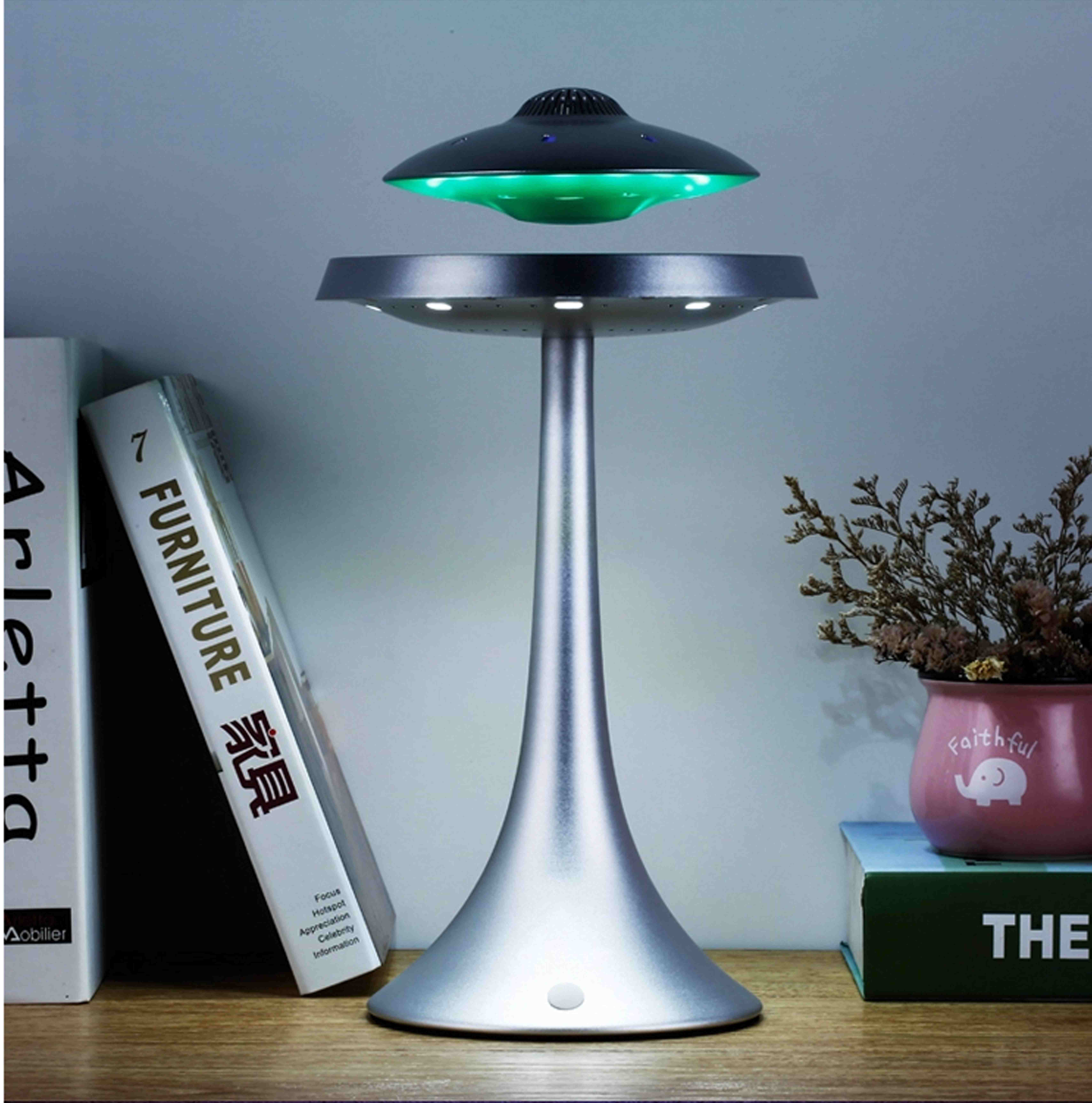 Levitating UFO Bluetooth speaker with LED table lamp