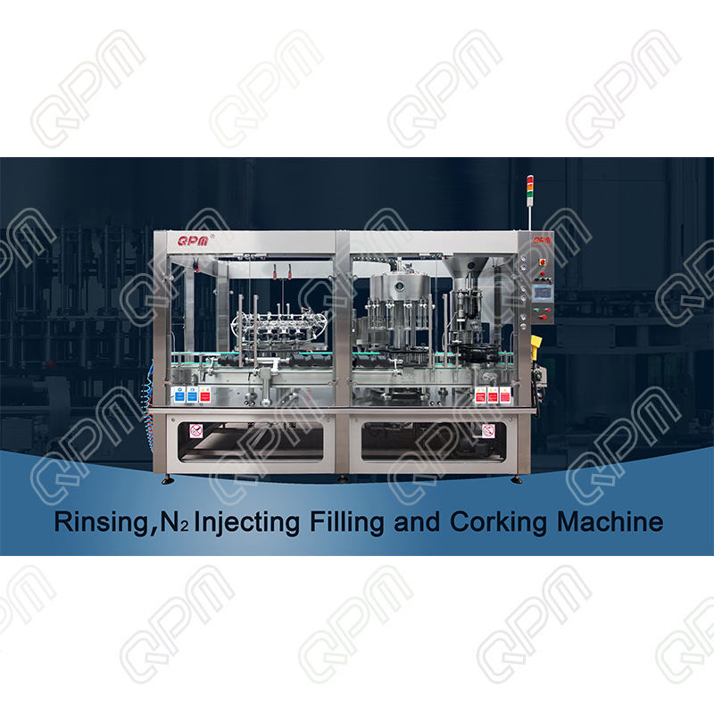Wine rinsing filling corking&capping machine