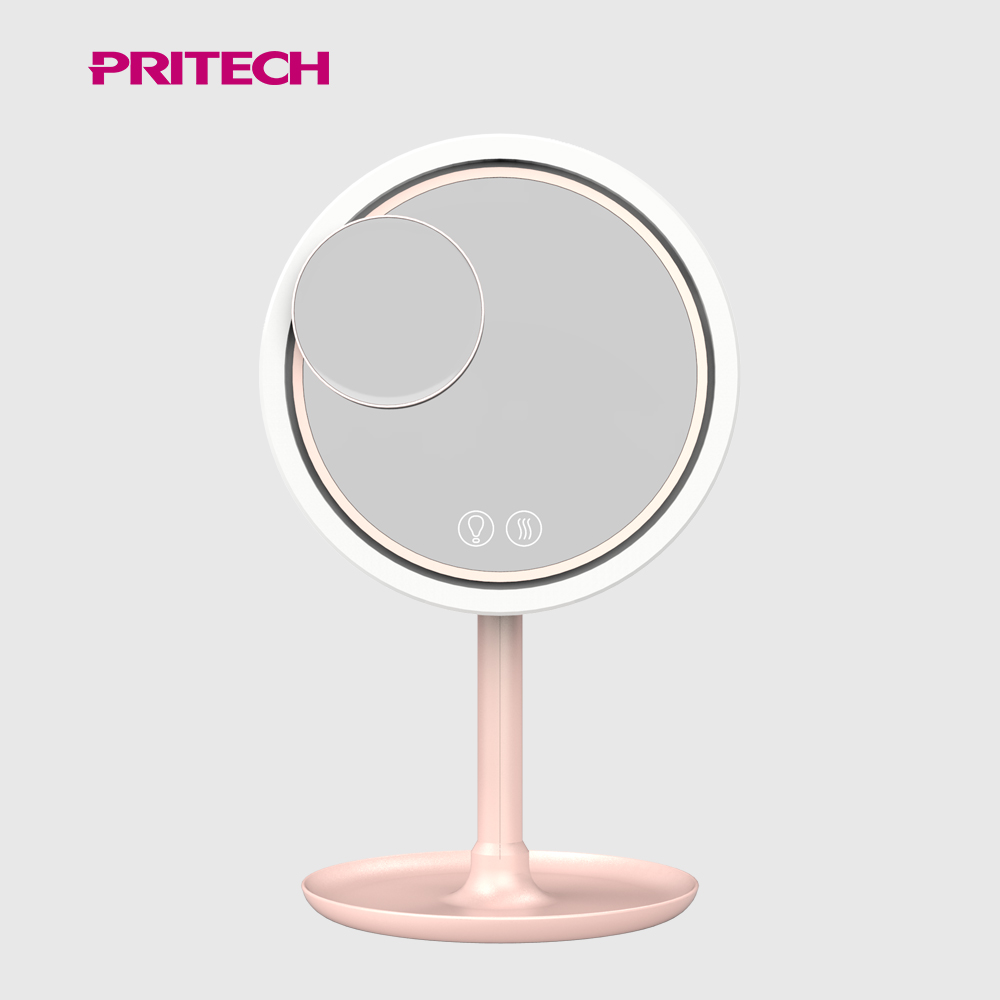 Cosmetic mirror with fan and led light