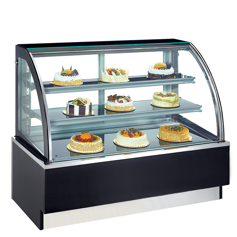 DUKERS Curve Glass Cake Cooler Refrigerated