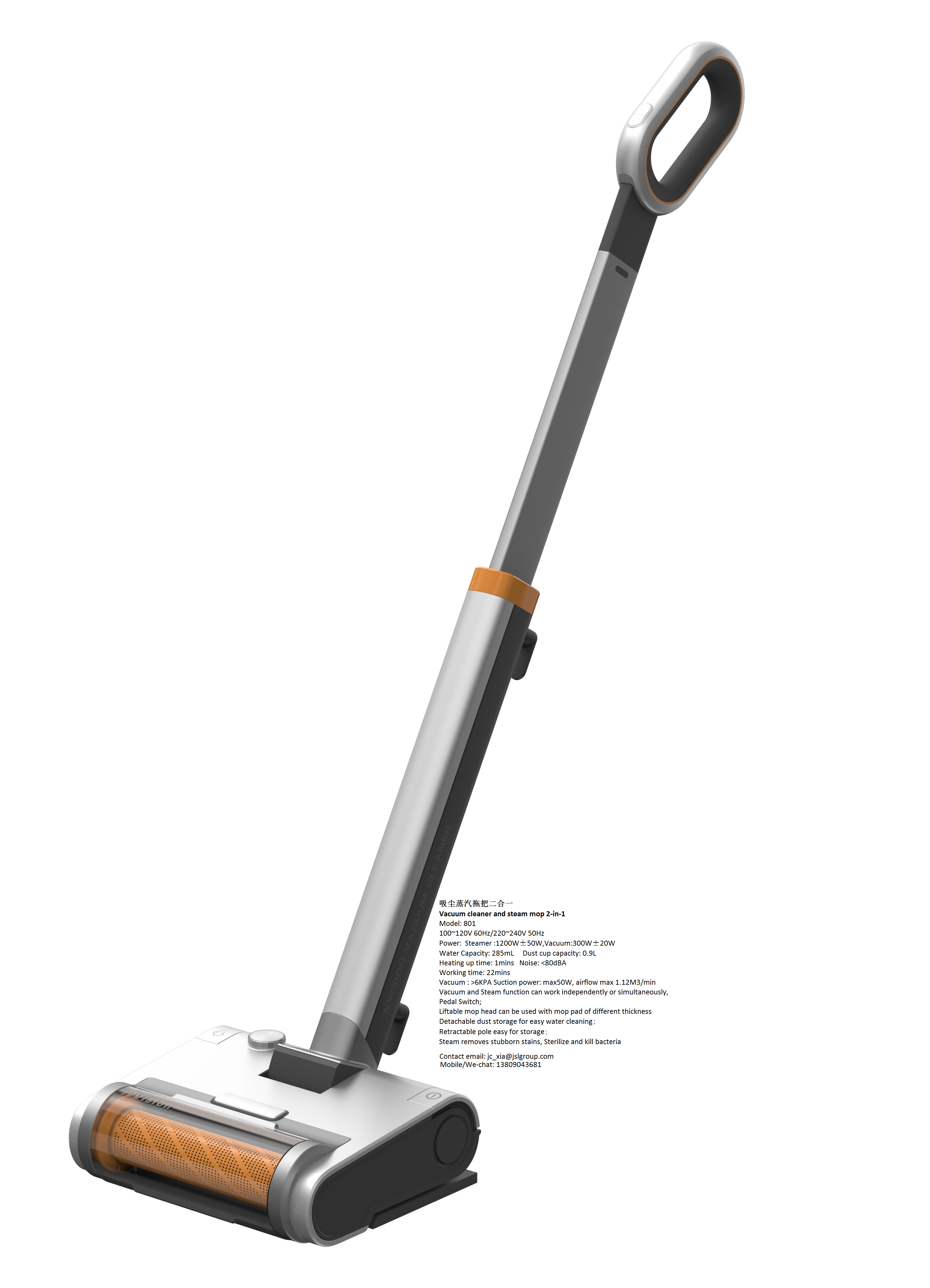 VACUUM CLEANER AND STEAM MOP 2-IN 1