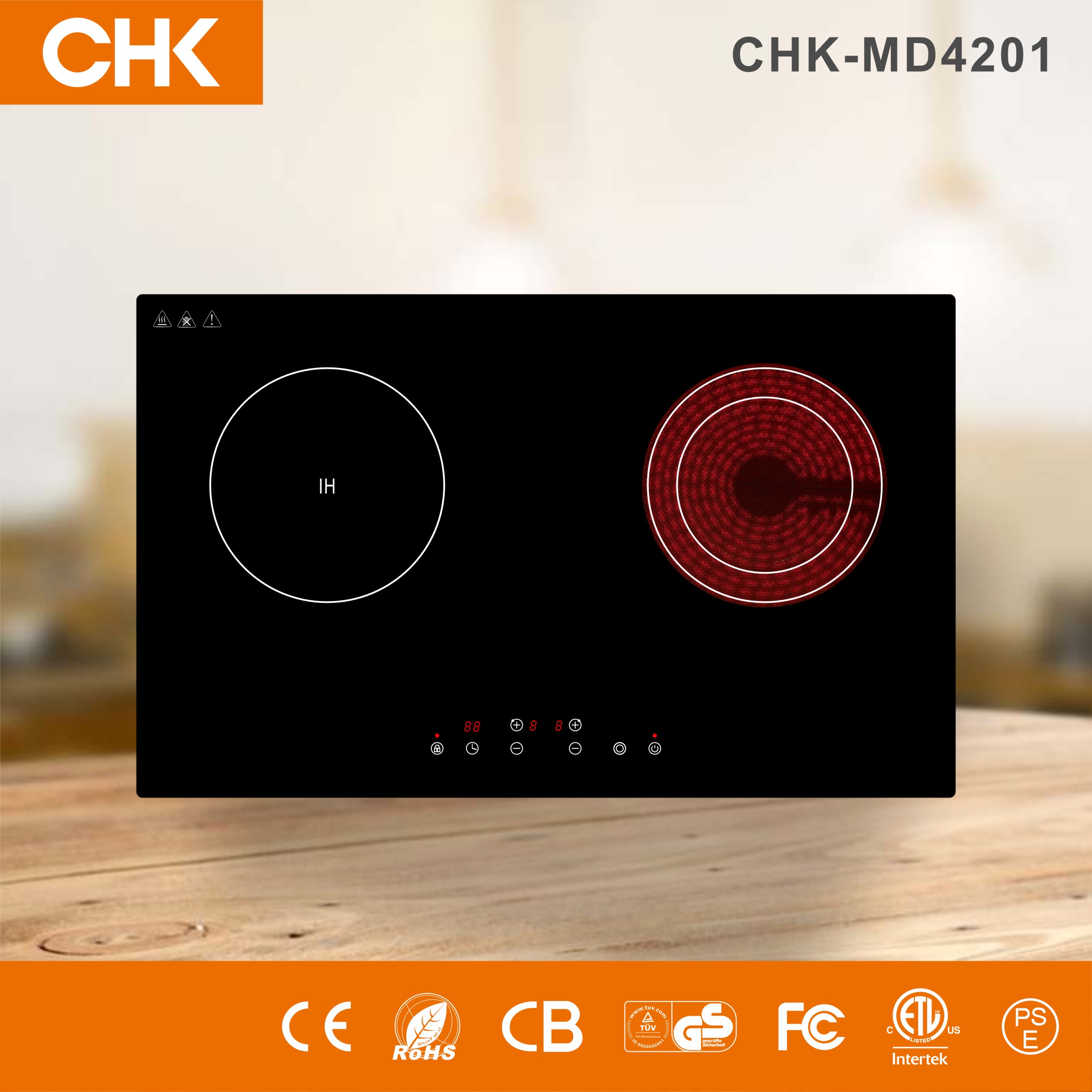 MD4201 Double burner built in mixed infrared/ceramic cooker and induction cooker