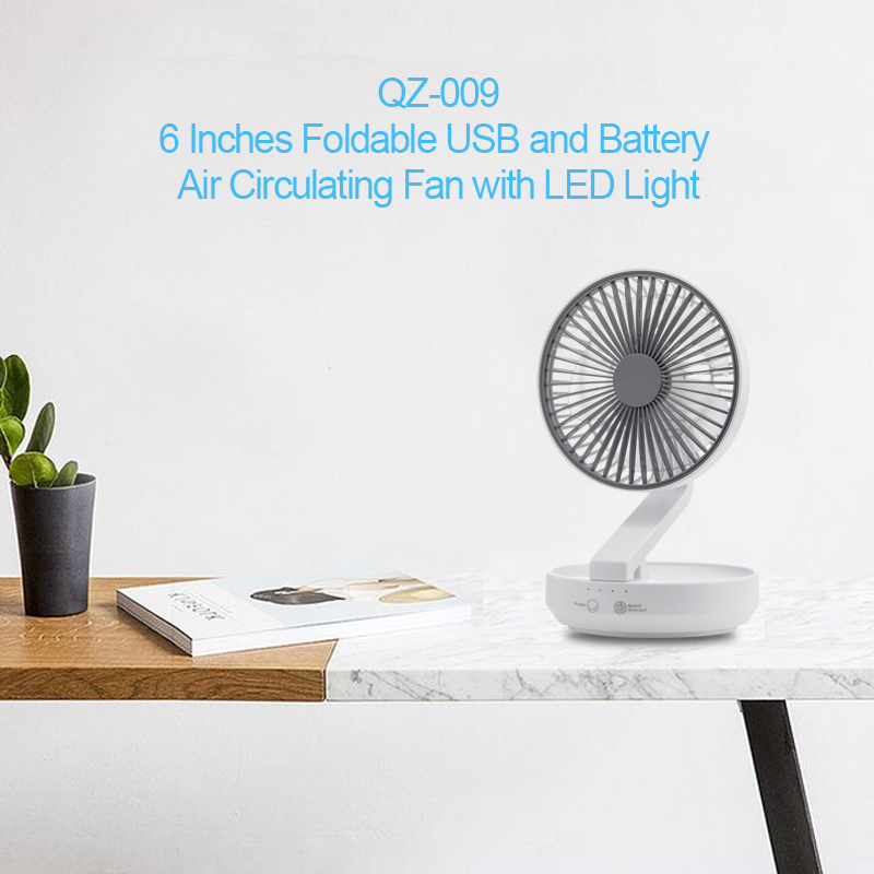 Qbill Rechargeable Foldable USB and battery air circulating table fan