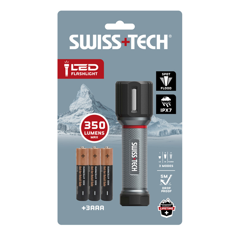 SWISS TECH 3AAA Aluminum Casing with Rubber protection