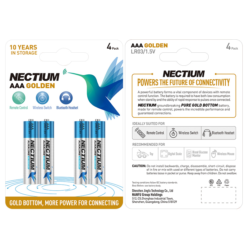 NECTIUM Pure-gold-bottom Alkaline Battery LR03 (AAA) 4-Battery Pack