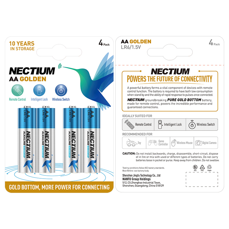 NECTIUM Pure-gold-bottom Alkaline Battery LR6 (AA) 4-Battery Pack