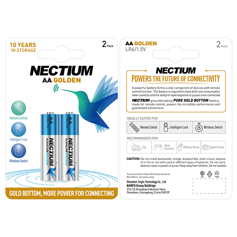 NECTIUM Pure-gold-bottom Alkaline Battery LR6 (AA) 2-Battery Pack