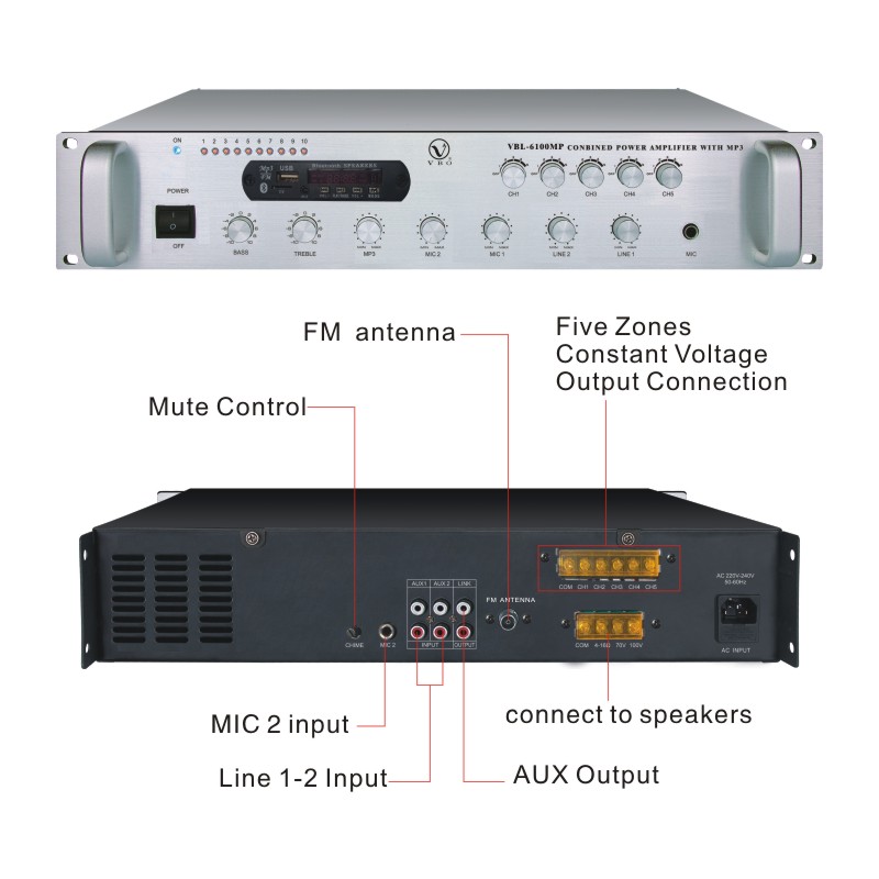 Combined Power Amplifier with Bluetooth & MP3 Player