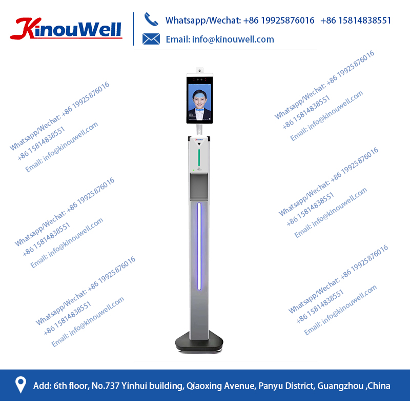 Temperature measuring device with face recognition and auto fever alarm functions and soap dispenser