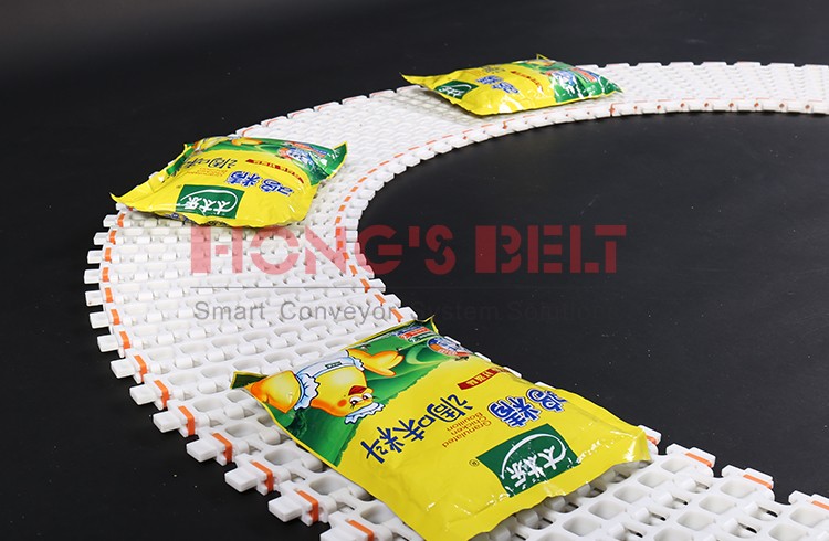 HONGSBELT HS-300B-PLUS Curved modular plastic conveyor belt for super wide conveyors