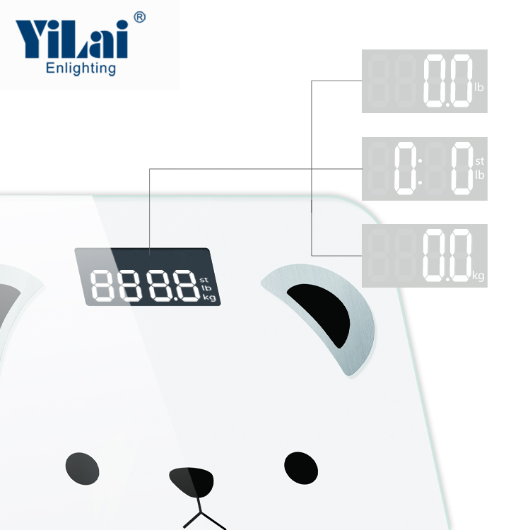 Yilai body fat scale 180kg cute cartoon design LCD display with backlight bluetooth scale