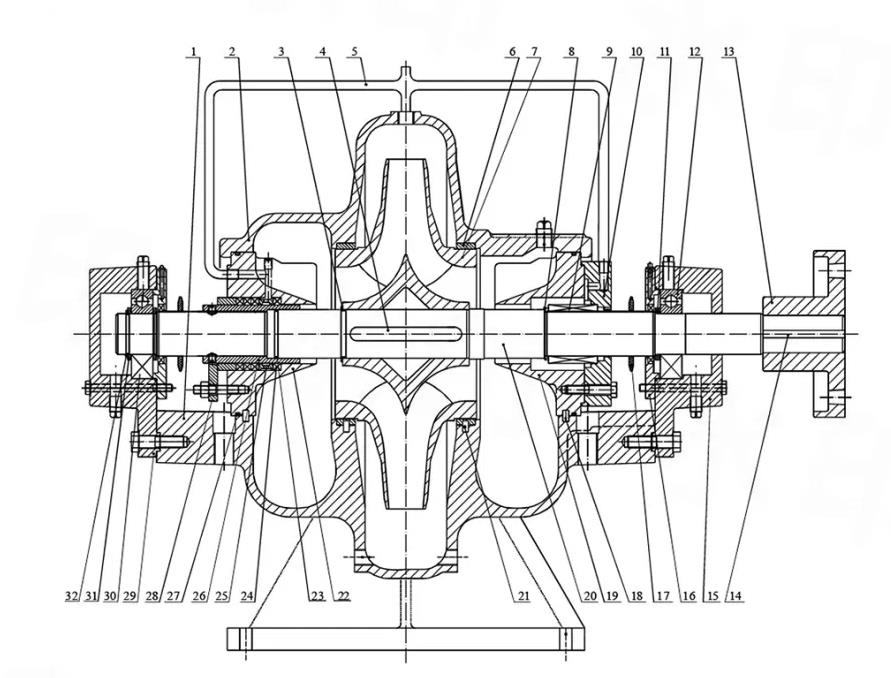 Split casing pump drawing china Gempump.jpg