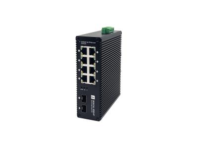 Industrial 8 Port Gigabit PoE Switch, 2 SFP Fiber Uplink, Unmanaged, Wide Temp, Rugged