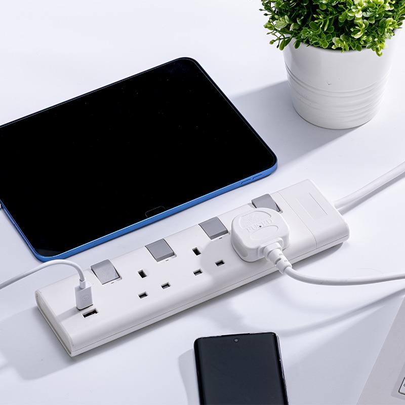 British standard extension power socket with 3 Type C USB 4 gang