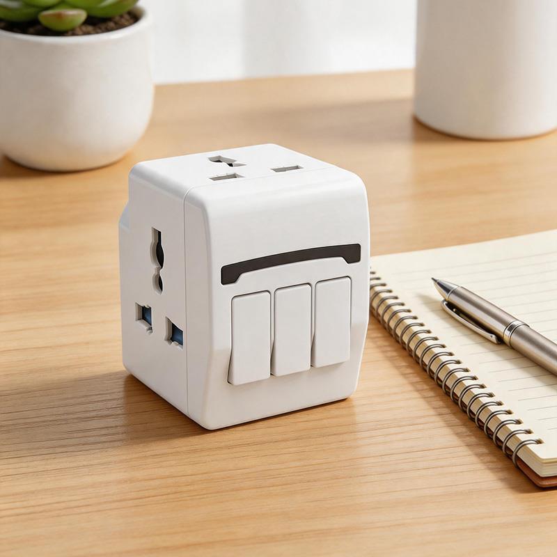3-IN-1 Multiway Travel Adapter with 2 USB-A and 1 USB-C Ports for Travel