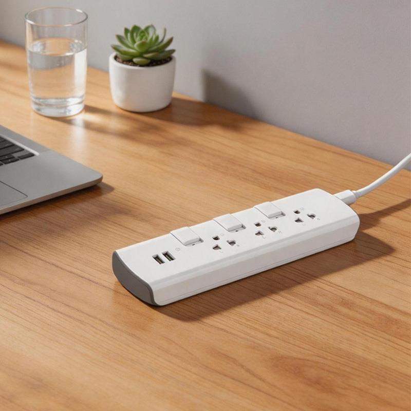 TISI Standard Power Strip, 3/4/5 Socket Extension Lead with USB Option for Home Office Tha